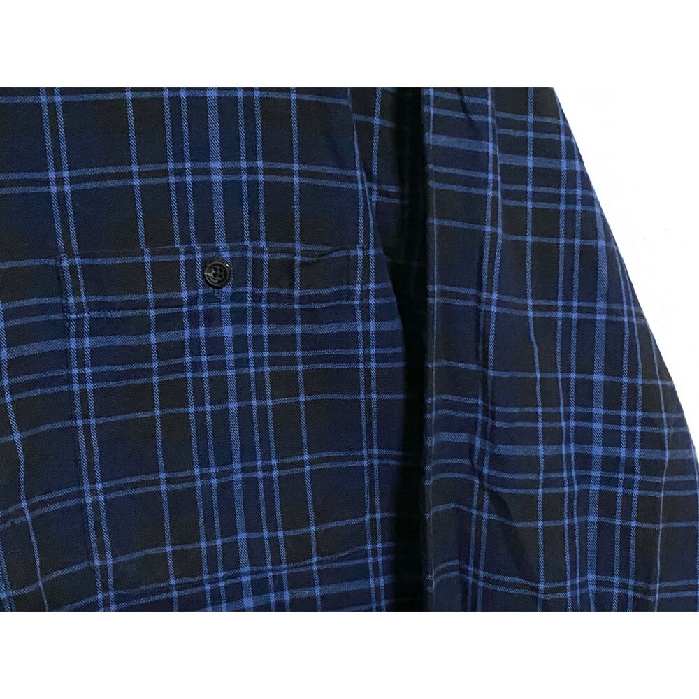Roundtree & Yorke Outdoors Flannel Blue Plaid Button LS Shirt Mens L Classic Y2K - Picture 5 of 8